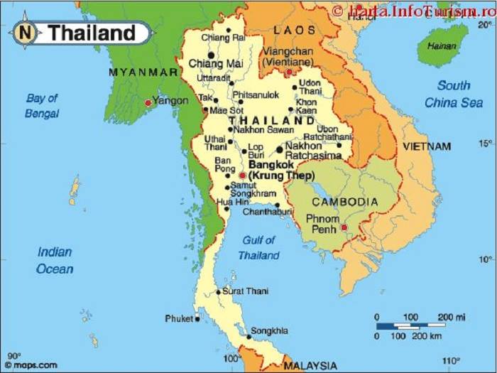Bản đồ địa lí Thái Lan